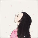  ayu_(mog) bad_id bad_pixiv_id black_hair border cherry_blossoms closed_eyes japanese_clothes kaguya-hime_no_monogatari kaguya_hime kimono long_hair lowres solo upper_body 