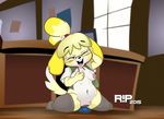  2015 animal_crossing anthro areola breasts canine cute dildo dog erect_nipples female isabelle_(animal_crossing) mammal masturbation navel nintendo nipples penetration pussy r!p sex_toy solo vaginal vaginal_penetration video_games 