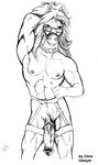  abs animal_genitalia biceps big_penis chris_sawyer collar equine erection eyewear flexing garter glasses hair horse horsecock long_hair long_penis male mammal monochrome muscles nipples pecs penis pose thick_penis triceps vein veiny_penis 