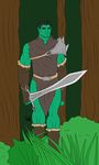  forest humanoid hunterramirez male muscles orc sword tree weapon 