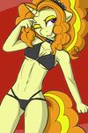  adagio_dazzle_(eg) anthro breasts choker citroncru clothing equestria_girls equine female fur hair horn long_hair looking_at_viewer mammal my_little_pony navel one_eye_closed orange_hair panties purple_eyes smile solo standing two_tone_hair underwear unicorn wink 