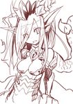  bare_shoulders dragon_girl dragon_horns dragon_wings elbow_gloves gloves head_fins horns leotard long_hair looking_away memento_vivi open_mouth puzzle_&amp;_dragons simple_background sketch solo sonia_(p&amp;d) white_background wings 
