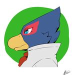  avian beak bird blue_eyes blue_feathers falco_lombardi falcon male nintendo portrait reagan700 solo star_fox video_games 