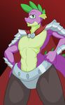  2015 abs anthro anthrofied armor cape crotch_plate dragon friendship_is_magic green_eyes hands_on_hips jrvanesbroek looking_at_viewer male muscles my_little_pony portrait pose slit_pupils solo spike_(mlp) 
