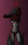  anthro breasts clothed clothing doktor-savage dragon female green_eyes illuminati invalid_tag markings midriff navel panties partially_clothed savage scalie skimpy smile solo sweater under_boob underwear 