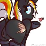  ! &lt;3 anus blowing_kiss blue_eyes butt clitoris clothing cutie_mark dock equine fallout_equestria female feral hair horn itspencilguy legwear looking_at_viewer mammal multicolored_hair my_little_pony panties pussy solo stockings underwear unicorn velvet_remedy_(mlp) 
