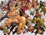  27_degrees 2girls amazon_(dragon's_crown) armlet armor bikini bikini_armor blonde_hair breasts circlet dragon's_crown dwarf_(dragon's_crown) elf_(dragon's_crown) feathers halberd large_breasts legs long_hair multiple_girls muscle muscular_female polearm swimsuit tattoo thighs vanillaware weapon 