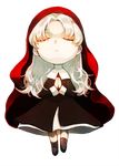  caren_hortensia chibi cloak closed_eyes dress fate/hollow_ataraxia fate_(series) habit jisue10 silver_hair solo white_hair 