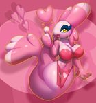  &lt;3 2015 abstract_background alomomola anthro blush bra breasts clothing elpatrixf eyelashes female fish loincloth marine nintendo open_mouth pink_skin pok&eacute;mon smile solo thumbs_up underwear video_games yellow_eyes 