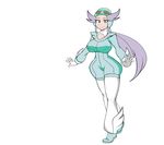  breast_expansion breasts gym_leader helmet highres kbeezy5200 large_breasts long_hair nagi_(pokemon) pokemon pokemon_oras smile wide_hips 