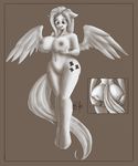  anthro anthrofied areola biting_lip breasts butt cutie_mark embarrassed equine female fluttershy_(mlp) friendship_is_magic grey_background horse looking_down mammal monochrome ms-seven0 my_little_pony nipples nude plain_background pony pussy solo teeth wide_hips wings 