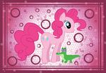  2012 alligator blue_eyes cutie_mark duo earth_pony equine feral friendship_is_magic fur green_scales gummy_(mlp) hair hi_res horse mammal my_little_pony pink_fur pink_hair pinkie_pie_(mlp) pony purple_sclera raptor007 reptile scalie smile 