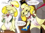  2015 animal_crossing anthro anus areola breasts canine dog english_text erect_nipples female isabelle_(animal_crossing) mammal nintendo nipples pussy r!p text video_games 