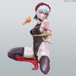  3d arms_behind_back bad_id bad_pixiv_id bdsm blush bondage bound breasts cameltoe chaika_bogdan chicken_(food) covered_nipples food highleg highres hitsugi_no_chaika leslyzerosix medium_breasts purple_eyes rope short_hair silver_hair solo thighhighs 