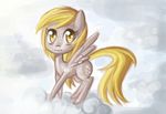  2012 blonde_hair cloud cutie_mark derpy_hooves_(mlp) equine female feral friendship_is_magic fur grey_feathers grey_fur hair horse mammal my_little_pony nude pegasus pony raptor007 smile solo wings yellow_eyes yellow_fur 