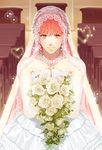  bad_id bad_pixiv_id bouquet bridal_veil bride crossdressing dress elbow_gloves emiya_shirou fate/stay_night fate_(series) flower gloves heart male_focus mitsuki_mitsuno orange_eyes orange_hair red_hair solo veil wedding wedding_dress white_dress 