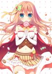  bad_id bad_pixiv_id blue_eyes blush bow candy candy_hair_ornament candy_wrapper cape elbow_gloves food food_themed_hair_ornament fork garter_straps gloves hair_bow hair_ornament hair_ribbon heart lollipop long_hair looking_at_viewer macaron midriff navel original pink_hair ribbon skirt smile solo sumisaki_yuzuna sweets swirl_lollipop white_background white_gloves 