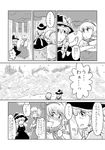  alice_margatroid ascot bad_id bad_pixiv_id blush capelet comic couple greyscale hairband hat kirisame_marisa long_hair monochrome multiple_girls non_(z-art) short_hair smile touhou translation_request witch_hat 