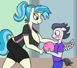  allie_way_(mlp) anthro big_breasts blue_eyes blue_hair blush breasts clothing duo equine female friendship_is_magic fur grey_hair gunpowdergreentea hair horn horse male mammal my_little_pony pegasus pony rumble_(mlp) size_difference unicorn wings 