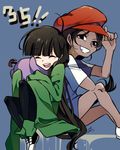  2girls abigail_lincoln artist_request black_hair blush codename:_kids_next_door dark_skin doll eyes_closed female kuki_sanban looking_at_viewer maro_(lij512) multiple_girls smile sweater 