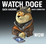  canine clothing dog doge english_text fur humor looking_at_viewer male mammal meme phone plain_background shiba_inu solo tan_fur text video_games watch_dogs 