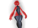  2015 alien astral_seven bulge front_view girly humanoid kaxxidy legwear leotard looking_at_viewer male pink_eyes puwa red_skin smile solo tendrils thick_thighs thigh_highs wide_hips 