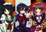  bad_id bad_pixiv_id black_hair gradient_hair green_eyes hat hijiri_byakuren houjuu_nue multicolored_hair multiple_girls murasa_minamitsu red_eyes sailor sailor_collar sailor_hat short_hair sorcerer's_sutra_scroll tatsuyoshi touhou yellow_eyes 