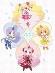  aono_miki blonde_hair blue_choker blue_footwear blue_skirt boots bow choker cure_berry cure_passion cure_peach cure_pine fresh_precure! hair_ornament heart heart_hair_ornament higashi_setsuna knee_boots kurimomo magical_girl momozono_love multiple_girls orange_choker pantyhose pink_bow pink_choker pink_footwear pink_hair precure purple_hair red_eyes skirt smile twintails white_choker yamabuki_inori yellow_eyes 