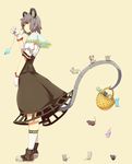  animal_ears bad_id bad_pixiv_id basket capelet dress full_body grey_hair highres jewelry mouse mouse_ears mouse_tail nazrin pendant realistic red_eyes short_hair solo sousou_(sousouworks) standing tail touhou 