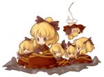  bad_id bad_pixiv_id blonde_hair bow brown_eyes chibi kurodani_yamame multiple_girls short_hair sinhto touhou 