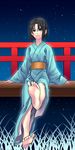  bad_feet bad_id bad_pixiv_id barefoot black_hair feet japanese_clothes kara_no_kyoukai kimono momo_(gomenne) mou_ii night ryougi_shiki short_hair solo 