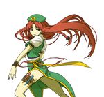  bad_id bad_pixiv_id braid china_dress chinese_clothes dress hat hong_meiling kunai long_hair red_hair ribbon ririvery simple_background solo star touhou twin_braids weapon yellow_eyes 