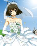  akizuki_ryou antenna_hair azuma_reiharu bad_id bad_pixiv_id bare_shoulders bride brown_eyes brown_hair cross crossdressing dress elbow_gloves gloves idolmaster idolmaster_dearly_stars jewelry male_focus otoko_no_ko solo wedding_dress white_gloves 