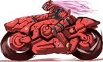  ground_vehicle highres long_hair mecha motor_vehicle motorcycle original pink_hair riding science_fiction solo vuccha 