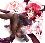  :d adjusting_eyewear bespectacled between_breasts black_legwear breasts demon_girl demon_wings fang fumitsuki_(minaduki_6) glasses head_wings high_heels koakuma large_breasts long_hair long_sleeves looking_at_viewer miniskirt necktie necktie_between_breasts open_mouth panties panties_over_pantyhose pantyhose pantyshot pantyshot_(sitting) red_eyes red_hair red_neckwear shirt sitting skirt skirt_set smile solo thighband_pantyhose touhou translation_request underwear very_long_hair vest white_panties wings 