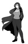  breasts large_breasts long_hair luna_(my_little_pony) lvl_(sentrythe2310) monochrome my_little_pony my_little_pony_friendship_is_magic open-chest_sweater personification 