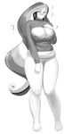  1girl ? areola_slip areolae barefoot blush breasts celestia_(my_little_pony) cleavage cleavage_cutout feet full_body huge_breasts long_hair lvl_(sentrythe2310) monochrome my_little_pony my_little_pony_friendship_is_magic open-chest_sweater panties personification plump skindentation solo standing thick_thighs underwear very_long_hair 