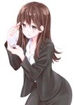  brown_eyes brown_hair formal kantai_collection kodama_naoko long_hair ooi_(kantai_collection) suit 