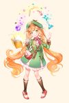  blush book green_eyes hat heart highres long_hair looking_at_viewer magic ondo_(shinm02) orange_hair original potion smile solo twintails very_long_hair 