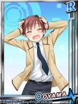  angel_beats! brown_hair card_(medium) character_name closed_eyes male_focus necktie ooyama_(angel_beats!) school_uniform shinda_sekai_sensen_uniform solo touon 