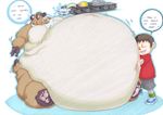  animal_crossing belly eating feeding food force_feeding forced human mammal nintendo overweight prisonsuit-rabbitman taunki tom_nook_(animal_crossing) video_games villager_(animal_crossing) 