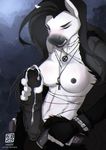  2015 ankh anthro belt black_hair breasts clothing cum dickgirl equine eyes_closed hair horse intersex jacket lotusgarden mammal masturbation necklace nipples pants solo 