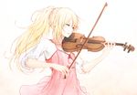  blonde_hair bow_(instrument) closed_eyes instrument long_hair merula miyazono_kawori music playing_instrument ponytail shigatsu_wa_kimi_no_uso solo violin 