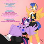  2015 anthro areola big_breasts breasts bulge clothed clothing dialogue english_text equestria_girls equine erect_nipples female flash_sentry_(eg) friendship_is_magic gym half-dressed horn jrvanesbroek kaiuchiha15 male mammal my_little_pony nipples pegasus smile text topless twilight_sparkle_(mlp) winged_unicorn wings 