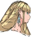  aqua_eyes bangs blonde_hair blunt_bangs earrings jewelry long_hair nameo_(judgemasterkou) ojou_(nameo) original profile ringlets sketch solo 