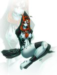  1girl ball_gag barefoot bdsm blood bondage bound breasts gag karosu-maker looking_at_viewer midna nintendo nipples orange_hair red_eyes solo the_legend_of_zelda the_legend_of_zelda:_twilight_princess tied_up torn_clothes twilight_princess 