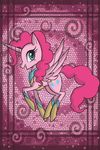 2014 animal_ears blue_eyes bottomless clothed clothing cutie_mark equine female feral friendship_is_magic fur hair half-dressed horn horse legwear mammal my_little_pony necklace open_mouth pink_feathers pink_fur pink_hair pinkie_pie_(mlp) pony raptor007 solo winged_unicorn wings 