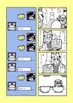  :3 animal_ears bkub bow bowtie butter cat_ears cat_tail cheese chen comic driving earrings egg eggshell food fox_tail hair_over_eyes halftone hand_on_own_chin hat highres inaba_tewi jewelry mob_cap monochrome multiple_girls nazrin pancake pillow_hat simple_background steam steering_wheel sweat swiss_cheese tail texting touhou translated wacky_races yakumo_ran 