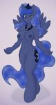  anthro anthrofied blue_body blue_feathers booponies breasts conditional_dnp equid equine feathered_wings feathers female friendship_is_magic genitals hasbro hi_res horn mammal my_little_pony mythological_creature mythological_equine mythology nipples princess_luna_(mlp) pussy semi-anthro solo tail winged_unicorn wings 