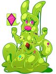  candy green_slime lagomorph lollipop looking_at_viewer mammal pink_eyes rabbit slime sugaryrainbow sweets 